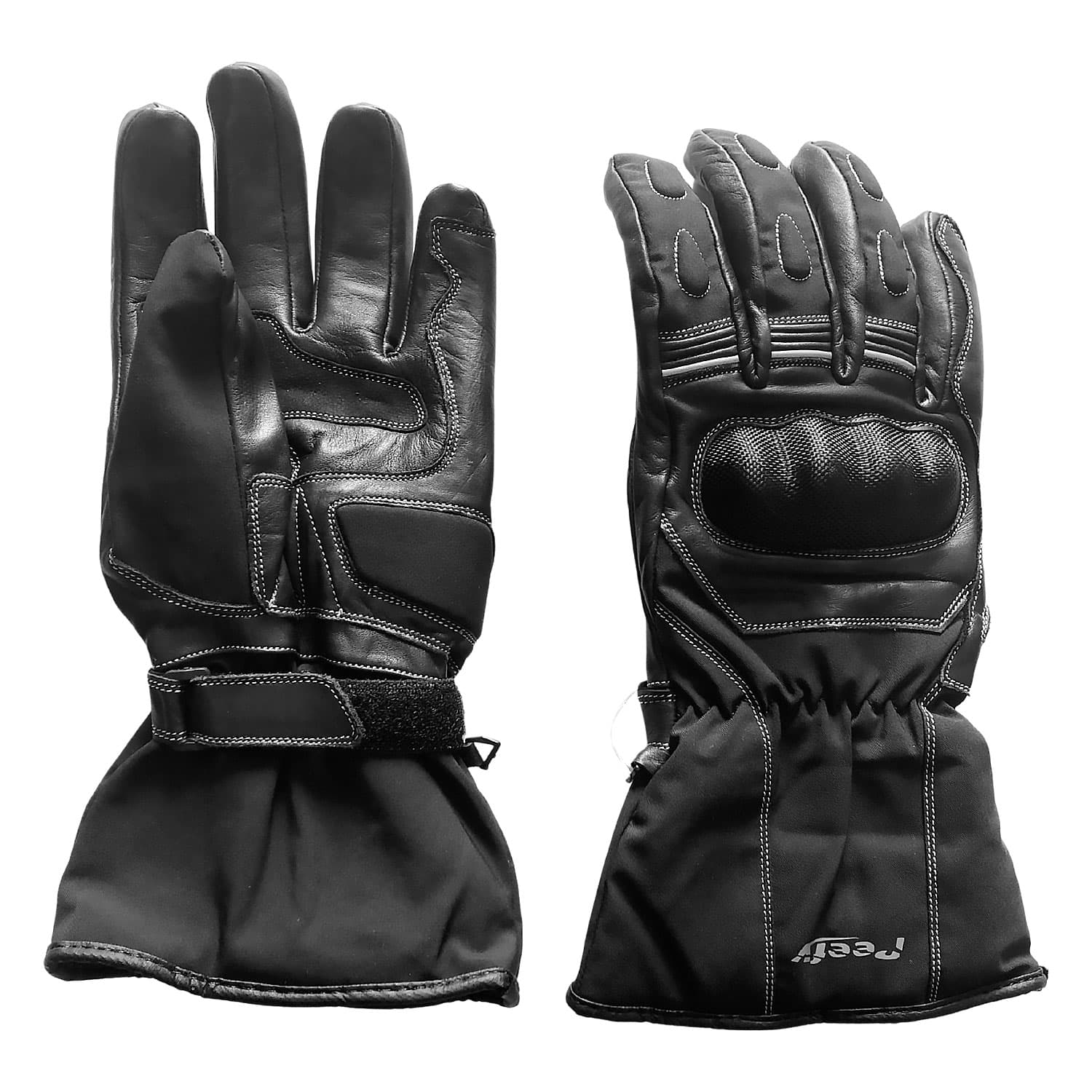 Gants De Moto Hiver Pluie PROANTI - Paume Cuir Vachette, Membrane Hipora Imperméable Et Respirante - Bandes Réfléchissantes