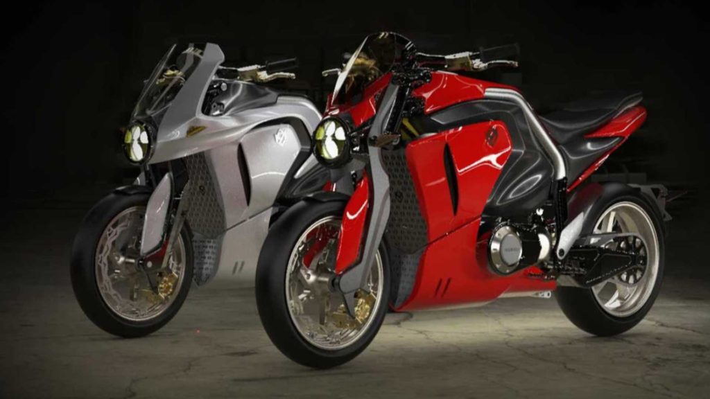 Motos rouge et grise électriques Soriano Motori