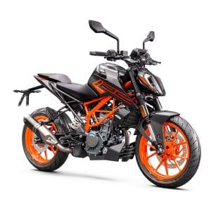 ktm duke 125 2021 sur fond blanc