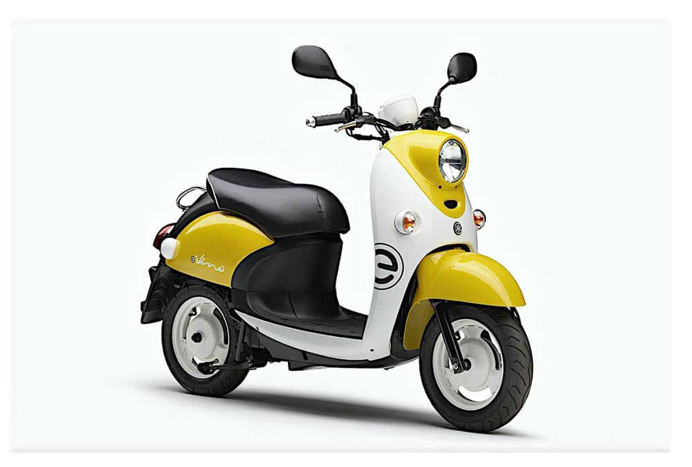 yamaha e-vino scooter électrique vintage jaune blanc