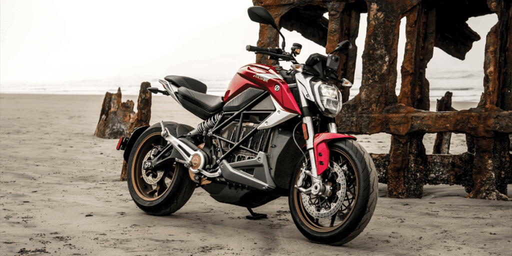 zero motorcycles sr/f sur la plage