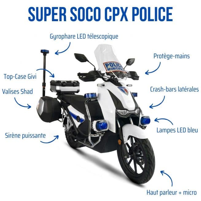 Toutes les fonctions du Super Soco CPX police