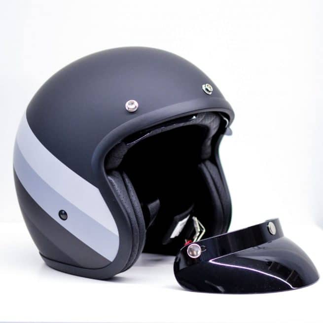 casque jet niu noir blanc gris