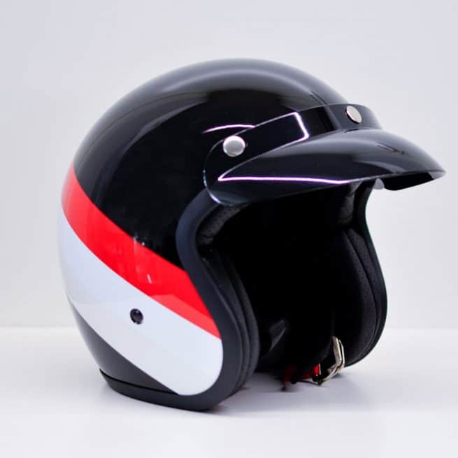 casque jet niu noir rouge blanc