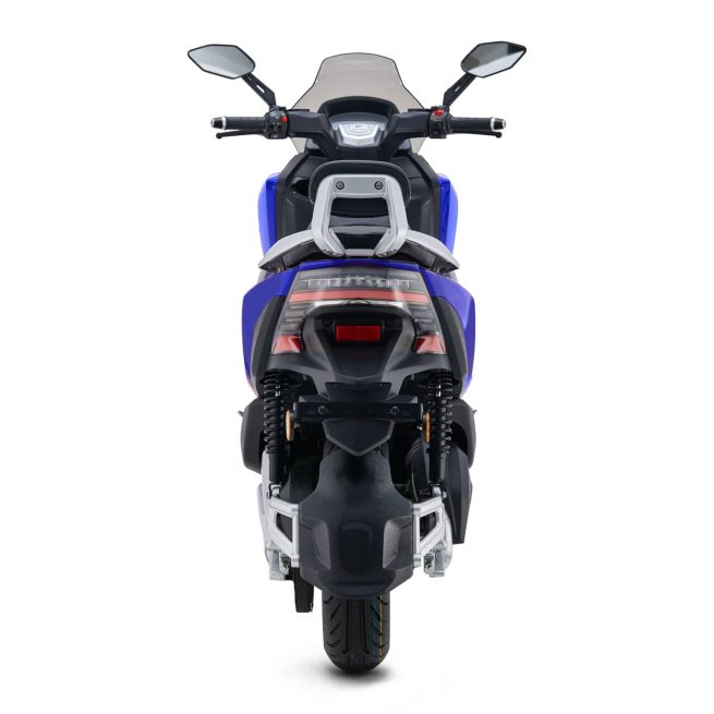 Rider 3RS+ bleu vue arrière sur fond blanc