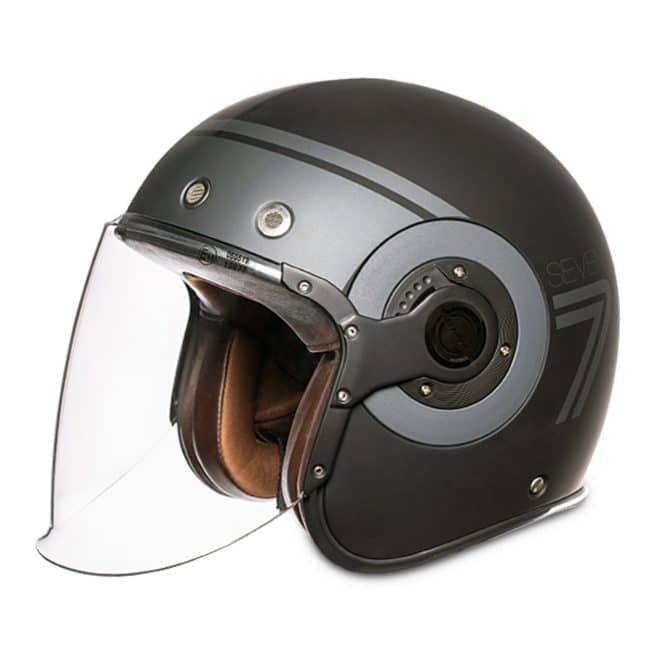 casque jet SMK Retro Seven gris, vue côté gauche