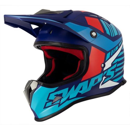 Casque Cross S885 Enfant -  Bleu Rouge Blanc - Taille L