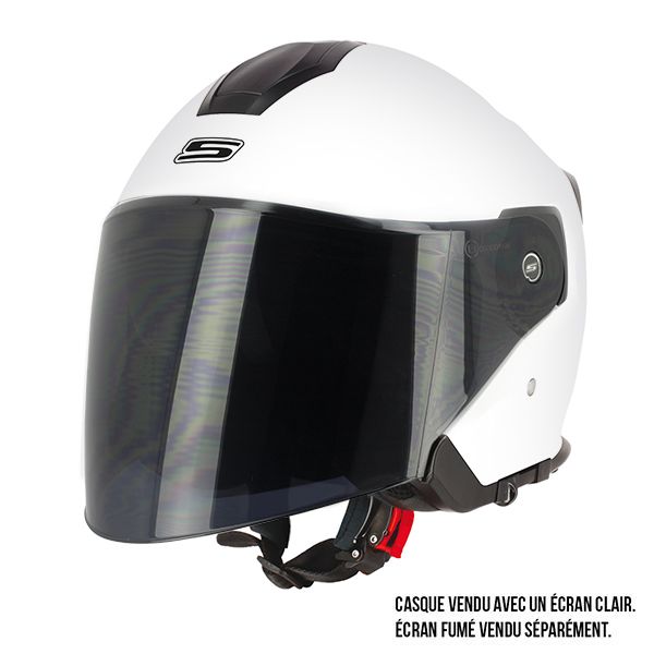 Casque jet avec double visière (visière fumée et visière claire)