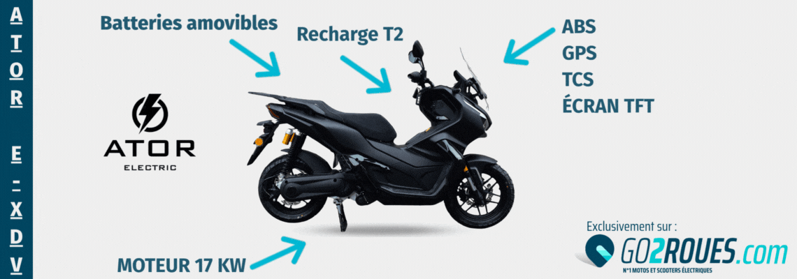 bannière ator e-dxv : le nouveau maxi scooter pour les voies rapides !